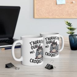 Mug Tasse Animal Chat "T'aurais pas oublié mes croquettes ?" - Humour Féroce pour Amoureux des Chats