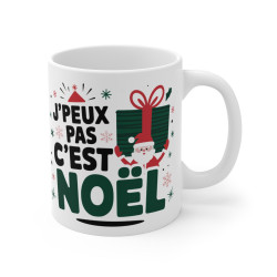 Mug Tasse Noël "J'peux pas, c'est Noël" - idée cadeau Design Festif avec Père Noël