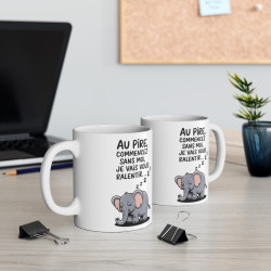 Mug Tasse Animal  Drôle "Au pire, commencez sans moi" - Idée cadeau Design Éléphant Endormi et Humour Relax
