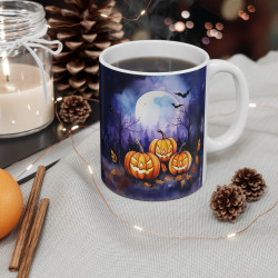 Mug Tasse Halloween "Citrouilles Magiques sous la Pleine Lune" idée cadeau Halloween pour enfant et adulte