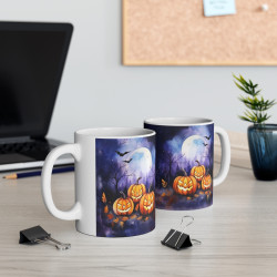 Mug Tasse Halloween "Citrouilles Magiques sous la Pleine Lune" idée cadeau Halloween pour enfant et adulte