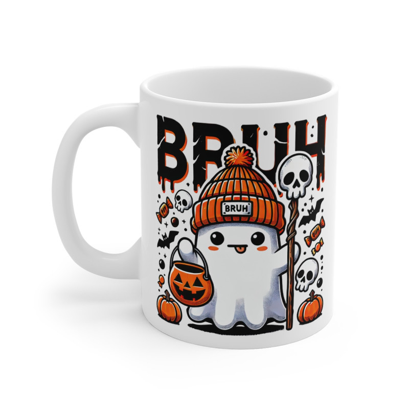 Mug "BRUH Halloween Fantôme en Céramique - Idée Cadeau Originale - Pour Enfants et Adultes Tasse à café