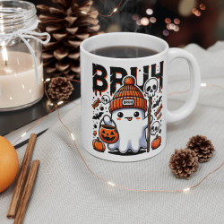 Mug "BRUH Halloween Fantôme en Céramique - Idée Cadeau Originale - Pour Enfants et Adultes Tasse à café