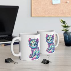 Tasse Mug Chat Zombie Halloween en Céramique - Idée Cadeau Originale - pour Enfants et Adultes - Tasse à Café