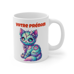 Tasse Mug Chat Zombie Personnalisable Halloween en Céramique - Idée Cadeau Originale - pour Enfants et Adultes - Tasse à Café