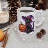 Tasse Mug Chat Noir Sorcière en Céramique Halloween - Idée Cadeau Originale - pour Enfants et Adultes - Tasse à Café