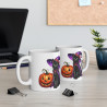 Tasse Mug Chat Noir Sorcière en Céramique Halloween - Idée Cadeau Originale - pour Enfants et Adultes - Tasse à Café