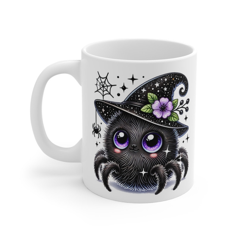 Tasse Mug Araignée Sorcière en Céramique Halloween - Idée Cadeau Originale - pour Enfants et Adultes - Tasse à Café