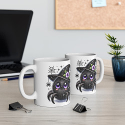 Tasse Mug Araignée Sorcière en Céramique Halloween - Idée Cadeau Originale - pour Enfants et Adultes - Tasse à Café