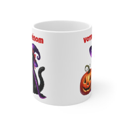 Tasse Mug Chat Noir Sorcière en Céramique Halloween - Idée Cadeau Originale Personnalisable - pour Enfants et Adultes