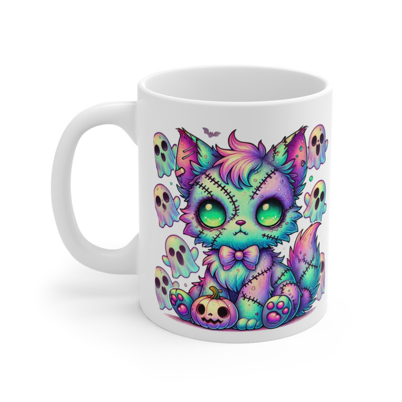 Tasse Mug Chat Halloween Fantaisie en Céramique - Idée Cadeau Originale - pour Enfants et Adultes - Tasse à Café