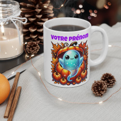 Tasse Mug Fantôme Citrouille en Céramique Halloween - Personnalisable - Idée Cadeau Originale - pour Enfants et Adultes