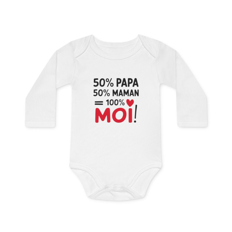 Body bébé "50% Papa, 50% Maman 100% Moi" - Doux, coton