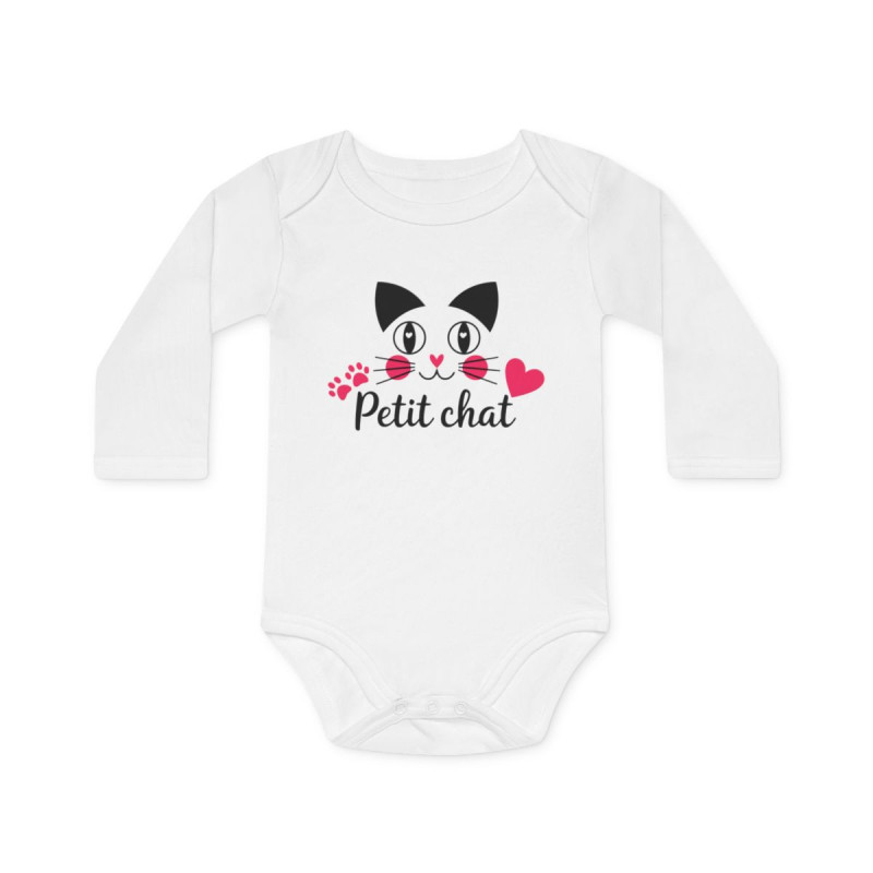 Body bébé "Petit chat" - Motif mignon, coton doux, manches longues