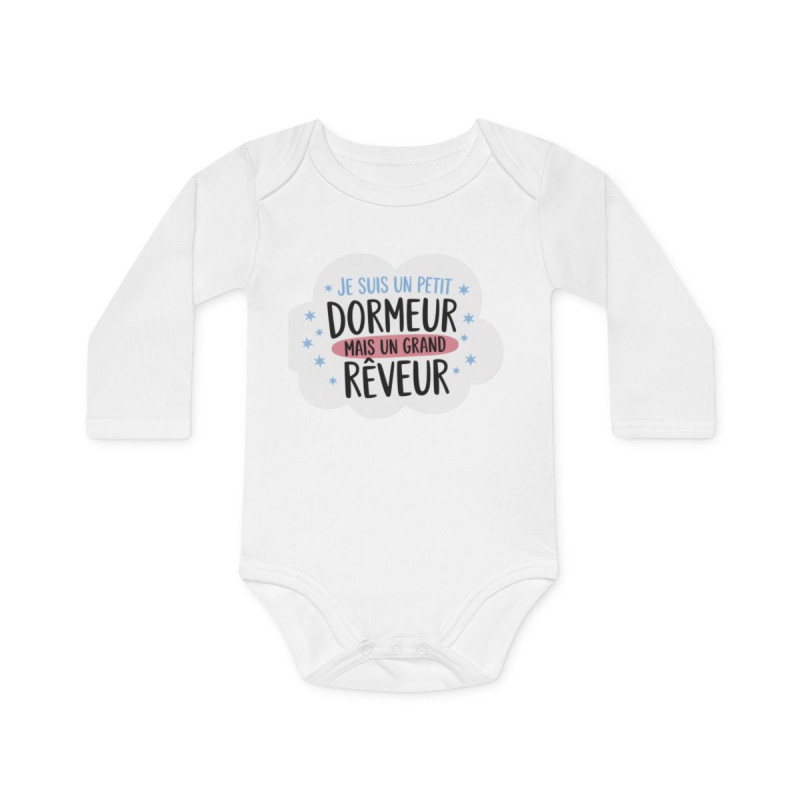 Body bébé "Petit dormeur, grand rêveur" -Humour,drôle Coton doux, mignon