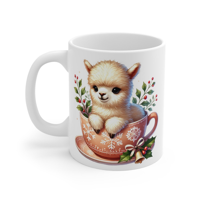 Tasse Mug Alpaga Noël en Céramique - Idée Cadeau Originale - pour Enfants et Adultes - Tasse à Café Hiver