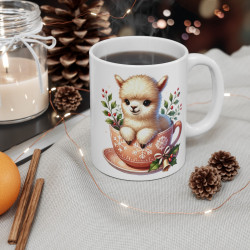 Tasse Mug Alpaga Noël en Céramique - Idée Cadeau Originale - pour Enfants et Adultes - Tasse à Café Hiver