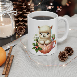 Tasse Mug Lama en Céramique Noël - Idée Cadeau Originale - pour Enfants et Adultes Tasse à Café Décorative