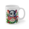 Tasse Mug Souris en Céramique Noël - Idée Cadeau Originale - pour Enfants et Adultes Tasse à Café Festive