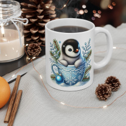 Tasse Mug Pingouin en Céramique Noël - Idée Cadeau Originale - pour Enfants et Adultes Tasse à Café Hivernale