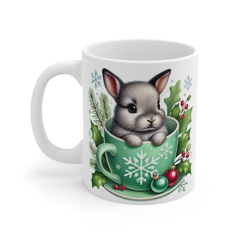 Tasse Mug Lapin en Céramique Noël - Idée Cadeau Originale - pour Enfants et Adultes Tasse à Café Festive