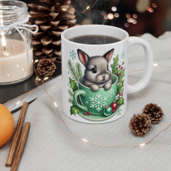 Tasse Mug Lapin en Céramique Noël - Idée Cadeau Originale - pour Enfants et Adultes Tasse à Café Festive