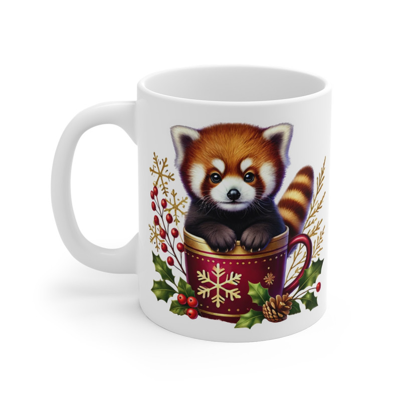 Tasse Mug Panda Roux en Céramique Noël - Idée Cadeau Originale - pour Enfants et Adultes Tasse à Café Festive