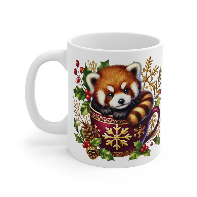 Tasse Mug Panda Roux en Céramique Noël - Idée Cadeau Originale - pour Enfants et Adultes Tasse à Café Festive
