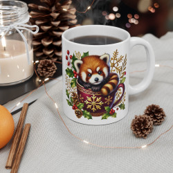 Tasse Mug Panda Roux en Céramique Noël - Idée Cadeau Originale - pour Enfants et Adultes Tasse à Café Festive