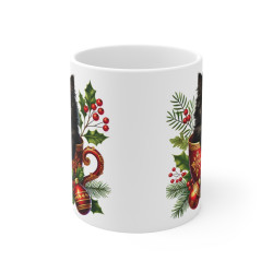 Tasse Mug Chat Noir en Céramique Noël - Idée Cadeau Originale - pour Enfants et Adultes Tasse à Café Hivernale