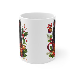 Tasse Mug Chat Noir en Céramique Noël - Idée Cadeau Originale - pour Enfants et Adultes Tasse à Café