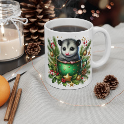 Tasse Mug Opossum en Céramique Noël - Idée Cadeau Originale - pour Enfants et Adultes Tasse à Café Festive