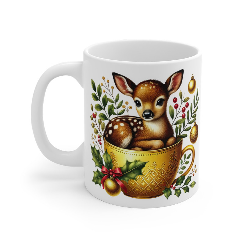 Tasse Mug Faon  Noël - Idée Cadeau Originale - pour Enfants et Adultes Tasse à Café Festive