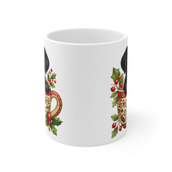 Tasse Mug Chiot Noir en Céramique Noël - Idée Cadeau Originale - pour Enfants et Adultes Tasse à Café Festive