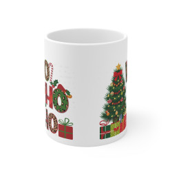 Tasse Mug de Noël "HO HO HO" avec Sapin et Cadeaux en Céramique - Idée Cadeau Originale - pour Enfants et Adultes