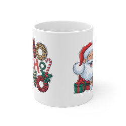 Tasse Mug de Noël "Ho Ho Ho" avec Père Noël et Motifs Festifs - Cadeau Original en Céramique pour Enfants et Adultes