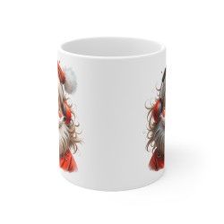 Tasse de Noël "Père Noël Festif avec Casque Audio" - Mug en Céramique pour les Amateurs de Musique et Fêtes de Fin d'Année