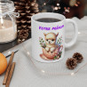 Tasse Mug Personnalisable "Prénom" avec Petit Lama de Noël en Céramique - Cadeau Original et Festif
