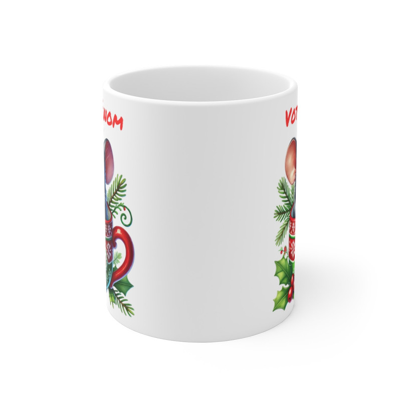 Tasse Mug Personnalisable "Prénom" avec Souris de Noël en Céramique - Idée Cadeau Unique et Festive