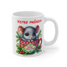 Tasse Mug Personnalisable "Prénom" avec Souris de Noël en Céramique - Idée Cadeau Unique et Festive