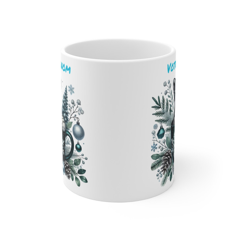 Mug Personnalisable "Prénom" avec Léopard des Neiges de Noël - Tasse en Céramique Festive et Unique