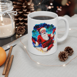Mug en Céramique "Père Noël Cosmique" - Idée Cadeau Noël Originale pour Enfants et Adultes - Tasse Festive
