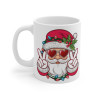 Mug Père Noël Cool avec Lunettes Coeur et Guirlande Lumineuse - Tasse de Noël en Céramique - Idée Cadeau Festif et Originale