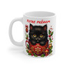 Mug Personnalisé Chat Noir en Tasse Festive - Cadeau Unique de Noël en Céramique avec Prénom