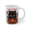 Mug Personnalisé Chat Noir en Tasse Festive - Cadeau Unique de Noël en Céramique avec Prénom