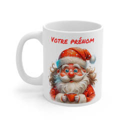 Mug Personnalisé Père Noël avec Prénom - Tasse en Céramique Festive pour Noël - Idée Cadeau Unique