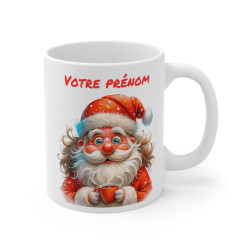 Mug Personnalisé Père Noël avec Prénom - Tasse en Céramique Festive pour Noël - Idée Cadeau Unique