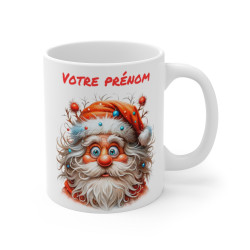 Mug Personnalisé avec Père Noël Coloré - Tasse de Noël en Céramique - Cadeau Unique et Festif avec Prénom
