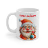 Mug Personnalisé de Noël avec Père Noël Gourmand - Tasse en Céramique Festive avec Prénom - Cadeau Original et Amusant