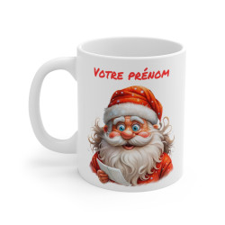 Mug Personnalisé de Noël avec Père Noël et Liste - Tasse en Céramique avec Prénom - Cadeau Festif Unique